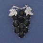 Brooch Grapes with White and Black Rhinestones on Silver Metal 50x40mm+