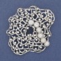 Brooch Pendant Accent with White Pearls and Rhinestones Silver Metal 55x64mm+