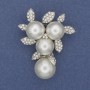 Brooch pendant with white pearls and rhinestones, silver-toned metal 44x36mm+