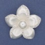 Brooch Pendant Flower White Pearl Beads Silver Metal 47mm+