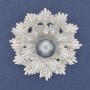 Brooch with Grey Pearl Majorca Pearl - Pearlized Gray Pearl on Silver Metal 48mm+
