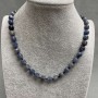 Necklace with Faceted Sapphire Cube 7x7mm, ~45cm length with clasp
