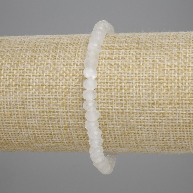 Bracelet Mountain Crystal Faceted Rondelle, 6x4mm, Elastic Stretch, 18cm total