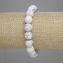 Howlite Bead Bracelet, faceted round beads, 10mm diameter ±, 18cm length ±, stretch