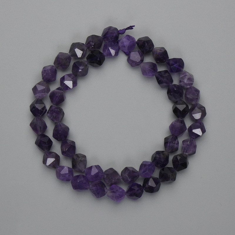 Amethyst Beads Multifaceted 8x7mm+-, thread length 39cm+-
