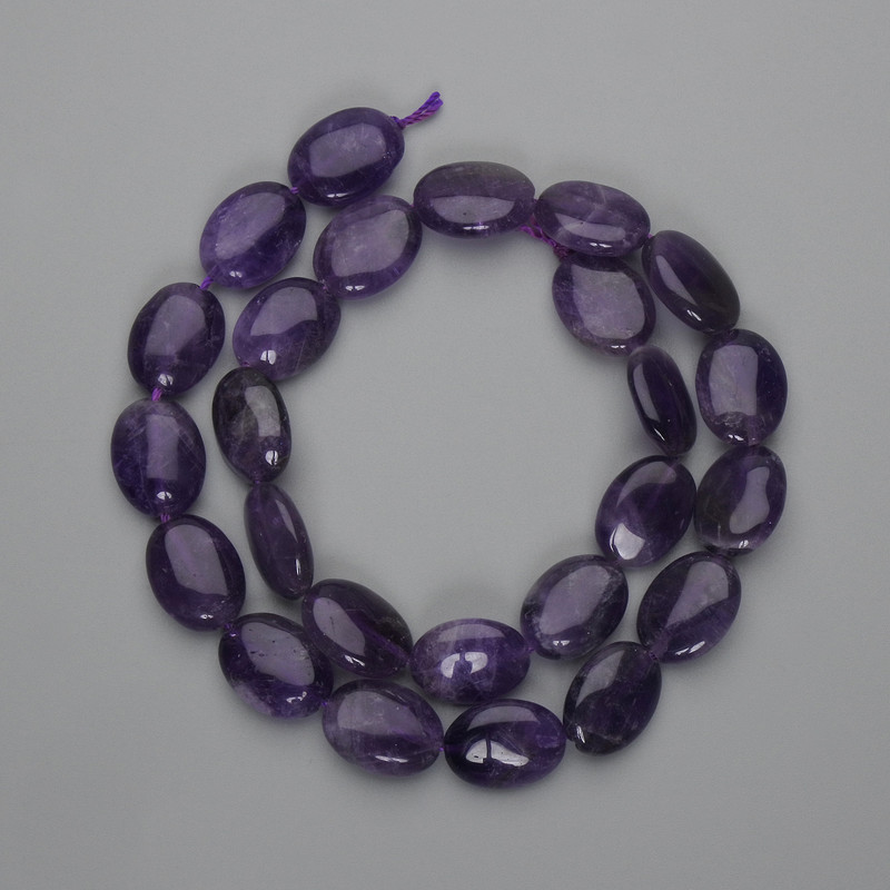 Amethyst Beads Oval 16×12 mm ±, thread length 40 cm ±