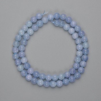 Aquamarine Beads smooth round 6mm, on thread, length 38cm