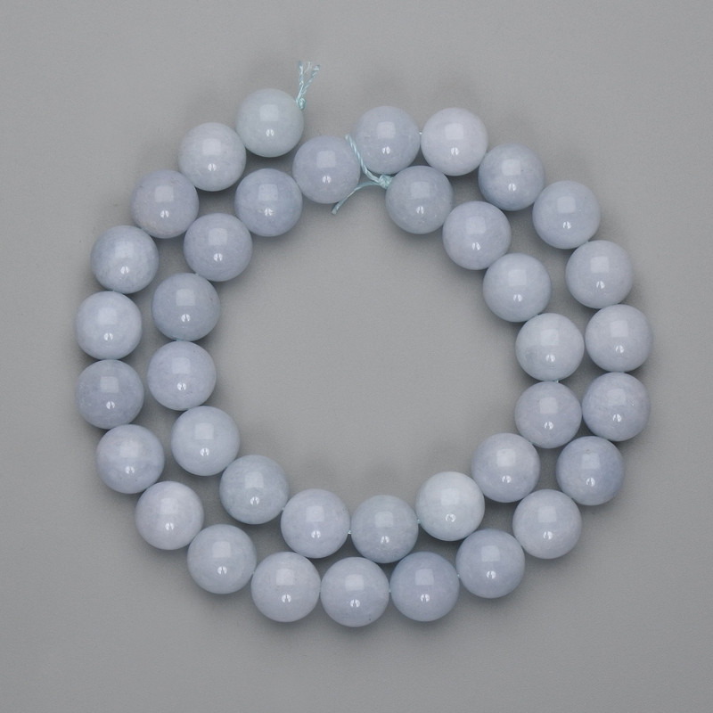 Aquamarine Beads Smooth Round 10mm on Thread, 37cm approx.