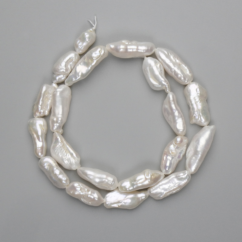Baroque Pearls with petrol tint 38 cm length 16-23×7-8 mm +-, strand length 38cm+