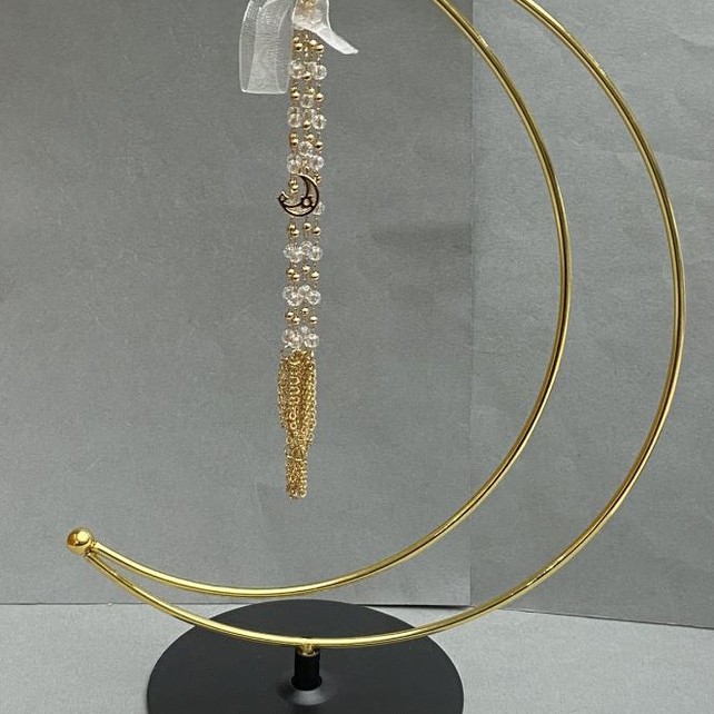 Stand Half Moon for sphere 24x17 cm+- with legs 10 cm+- chain length 16 cm+- gold metal