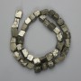 Pyrite Beads, natural stone faceted, unpolished, diameter 4-12×7-11 mm + -, length 38 cm + - on thread