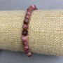 Rhodonite Beaded Cube Bracelet, 5x5mm, 18cm adjustable stretch