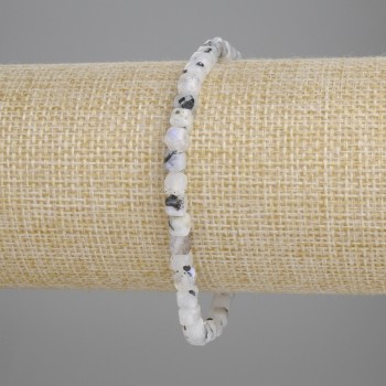 Adularia Bead-Set Cube Bracelet, 4×4 mm, stretch bracelet, 18 cm adjustable