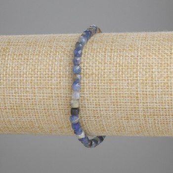 Bracelet Kyanite Faceted Cube, 4x4 mm diameter, 18 cm length +-, stretch