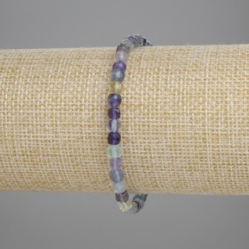 Fluorite Bead Bracelet - Faceted Cube, 4x4 mm, 18 cm Stretch