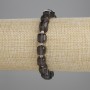 Bracelet Smoky Quartz Faceted Cube, diameter 8x8mm±, with 3mm+ seed beads, length 18cm±, stretch