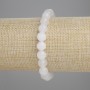 Bracelet White Quartz Faceted Bead, 8mm diameter, 18cm length, stretch