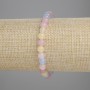 Morganite Bracelet Smooth Beads, 6mm Dia., 18cm Length, Elastic Stretch