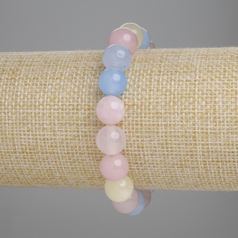 Morganite Bracelet, smooth sphere, diameter 10mm ±, length 18cm ±, stretch