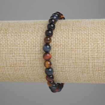 Bracelet Bull's Eye, Tiger's Eye, Hawk's Eye Smooth Bead, diameter 6mm+-, length 18cm+- stretch