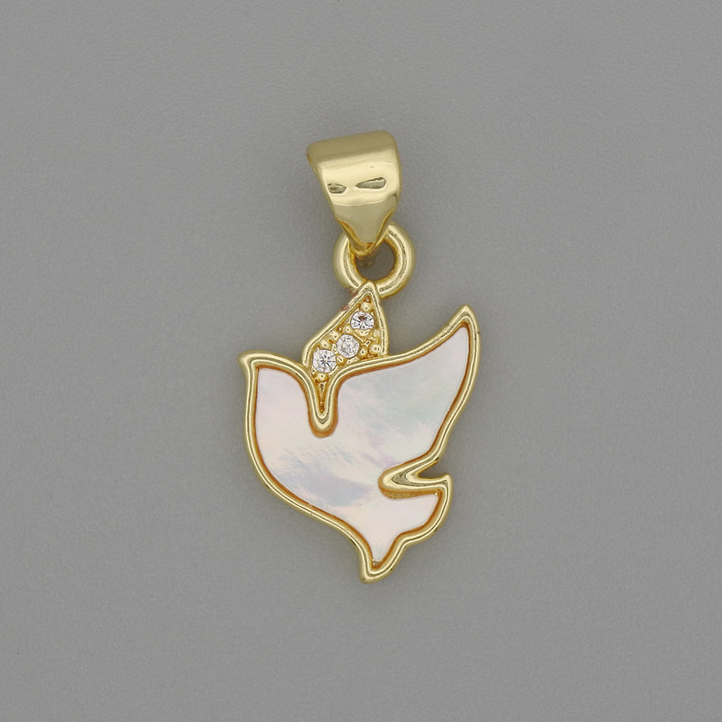 Pendant Blue Pearl White Crystals Golden Metal, diameter 16x11mm+-, length 20mm+-