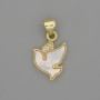 Pendant Blue Pearl White Crystals Golden Metal, diameter 16x11mm+-, length 20mm+-