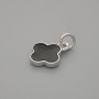 Pendant Clover, black color with silver metal, diameter 10x10mm ±, length 15mm ±