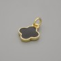 Pendant Clover black color with gold-toned metal, diameter 10x10mm±, length 15mm±