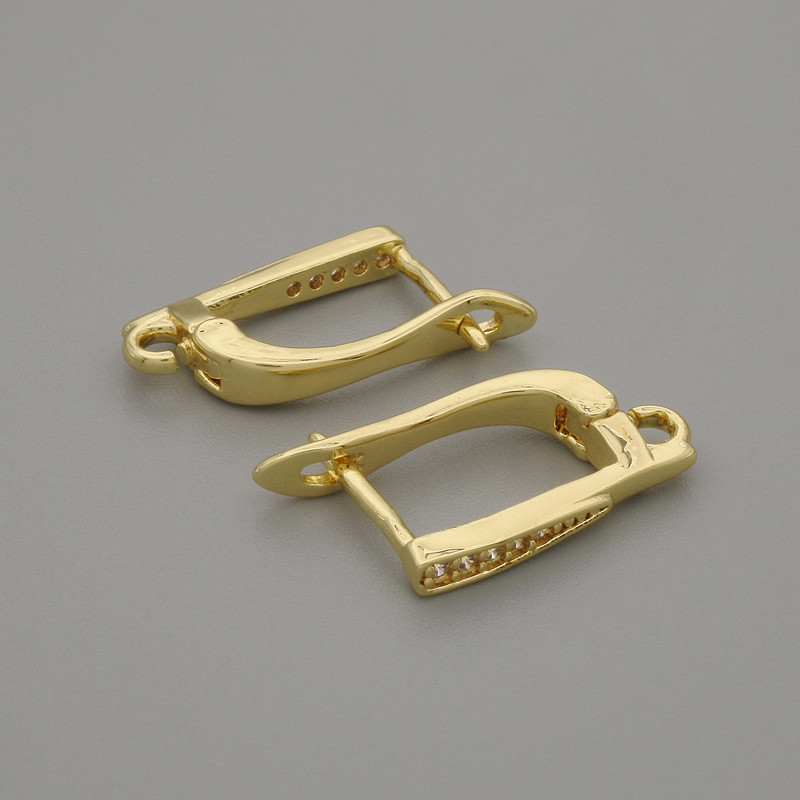 Earring hooks for earrings, golden-toned metal, 16×1.5 mm, pair