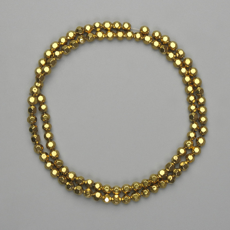 Hematite Beads Faceted Round 3.5×4 mm, gold color, length 39 cm+