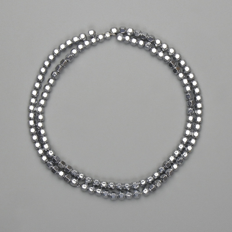 Hematite Beads faceted ball 3.5x4mm+- color silver, length 39cm+