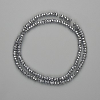 Faceted Hematite Rondelle Beads 4x2mm, silver color, 40cm length