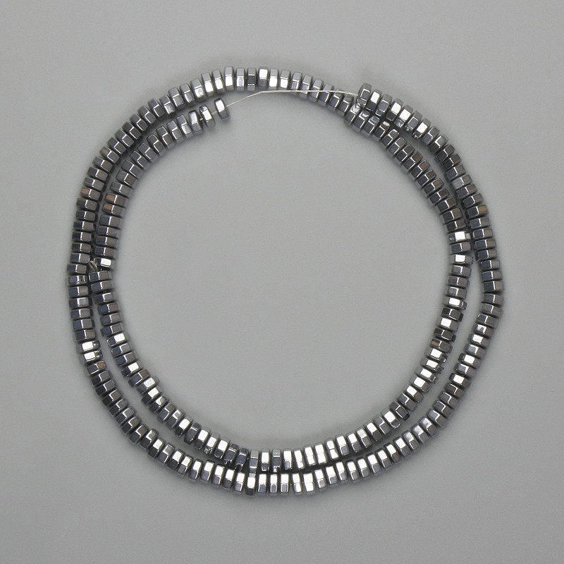 Hematite Beads Faceted Rondelle 4x2mm+- color Silver, length 40cm+