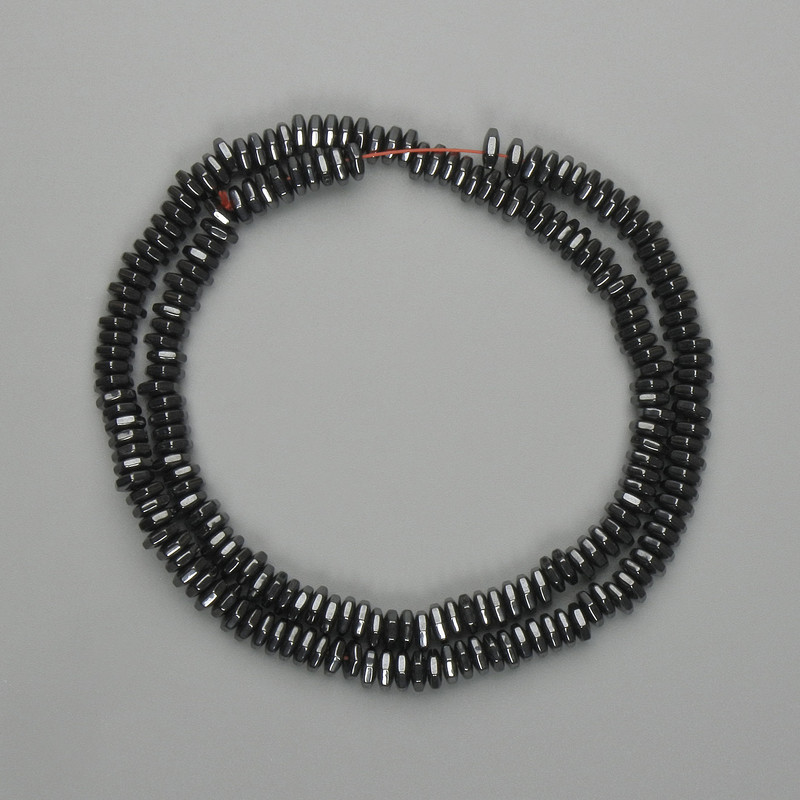 Faceted Hematite Beads Rondelle 5x1.5 mm, length 40 cm