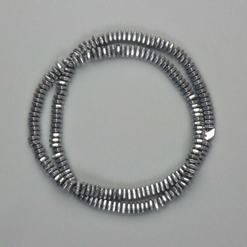 Hematite Beads Faceted Rondelle 5x1.5mm+ Silver color, 40cm length+
