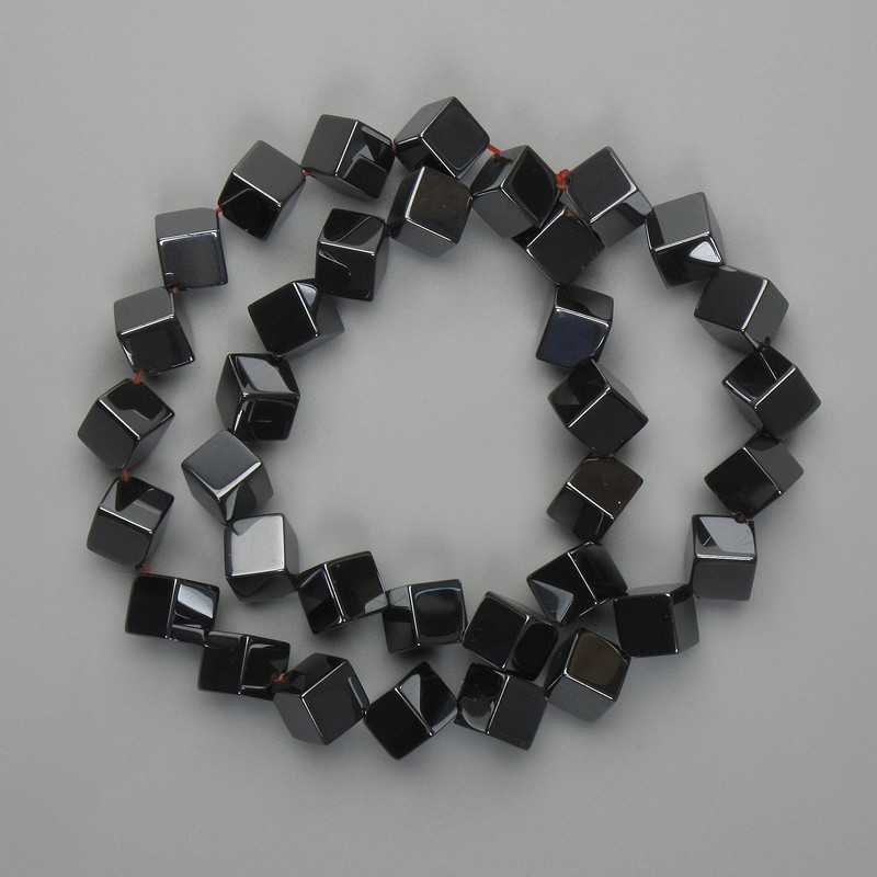 Hematite Beads Cube with Cross Hole 8x8mm, thread 40cm
