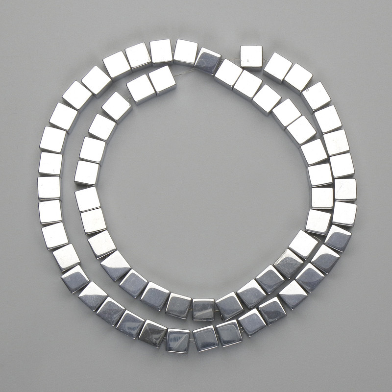 Hematite Beads Cube 6x6mm+- color Silver, length 40cm+