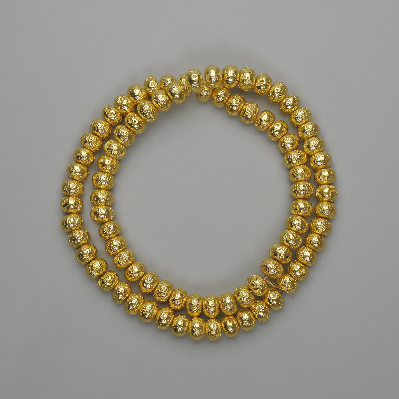 Lava Beads with Gold Plating, Porous Rondelle 6x4.5mm+, Length 38cm+
