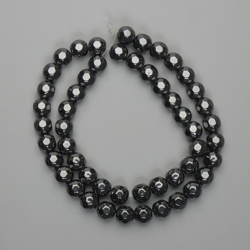 Faceted Hematite Beads 8mm on String, 39 cm length