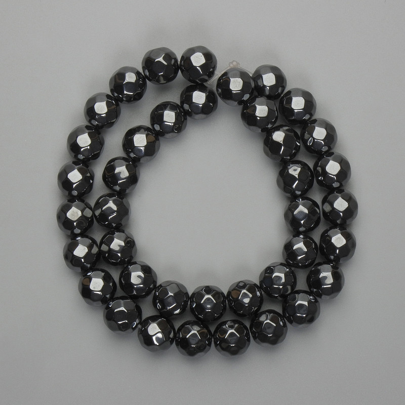 Hematite Beads Faceted Round 10mm, 38 in