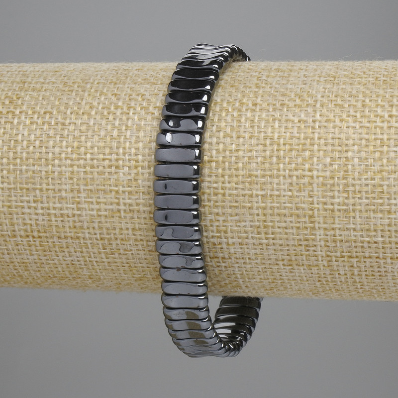 Hematite Chain Bracelet 3x10 mm, stretch, 18 cm length