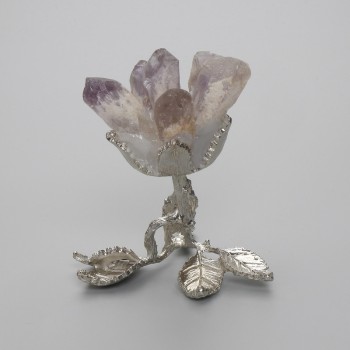 Amethyst Natural Stone on a Metal Stand, diameter 80-110×50-60mm± assorted sizes