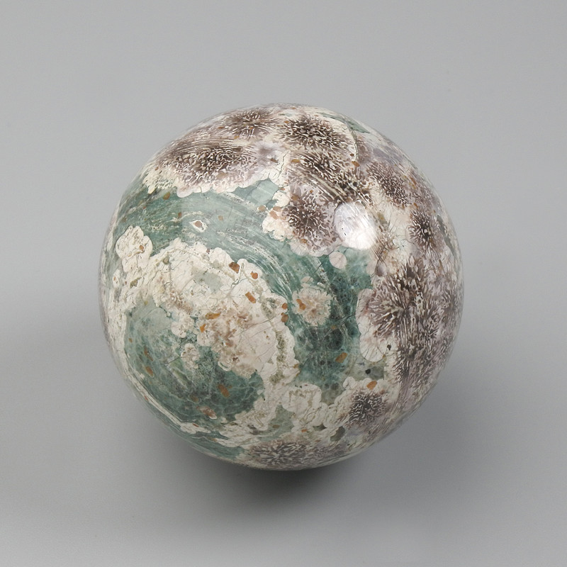 Flower Agate Gemstone Sphere, Flower Agate, 43-60 mm diameter ±, weight from 100 g. (Price per 100 g)