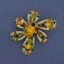Brooch Flower with Rhinestones in Golden Metal 46x47mm+