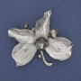 Brooch Pendant Leaf with Rhinestones Silver Metal 60x63mm+