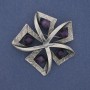 Brooch Accent Amethyst Silver Metal 60mm+