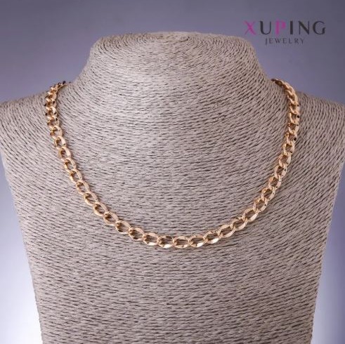Xuping Chain, curved Roman weave, 7mm thick, 51cm length, gold plated 18k