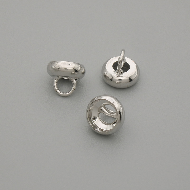 Price per 1 pc. Jewelry end cap - cap for bead, metal color silver, diameter 7×1 mm ± hole, diameter 3 mm+