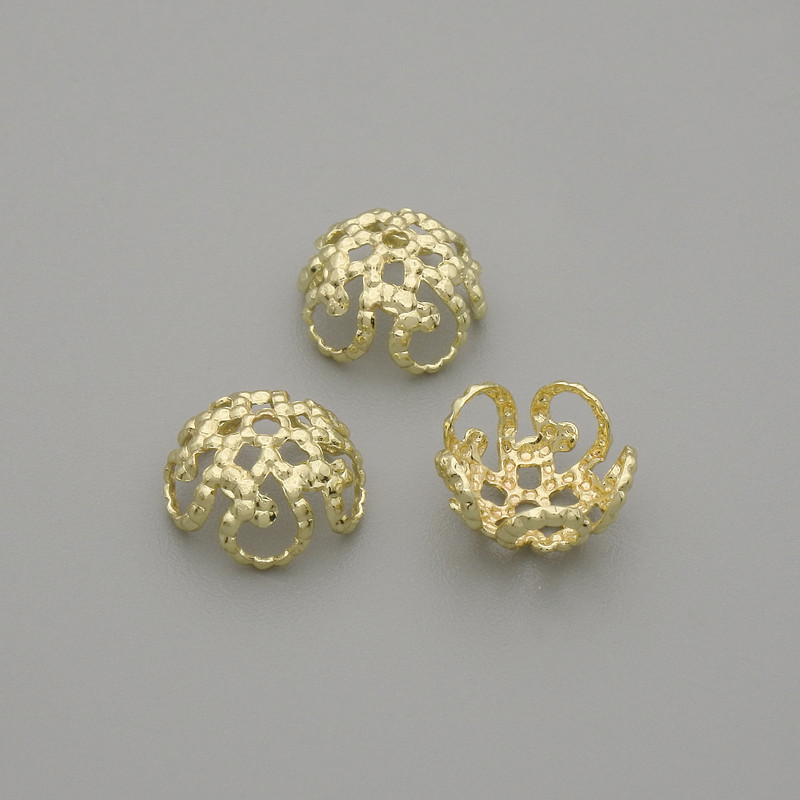 Cap for bead cap in gold color, diameter 8mm±, hole diameter 0.7mm±, pack of 10