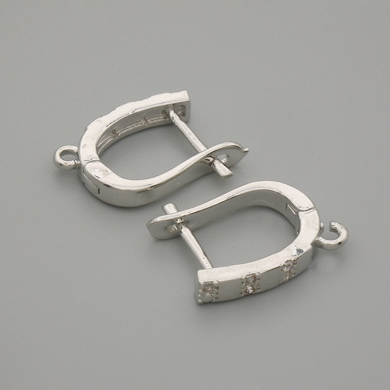 Earrings Hooks for Earrings White Crystals Silver Metal 15x3mm+- pair